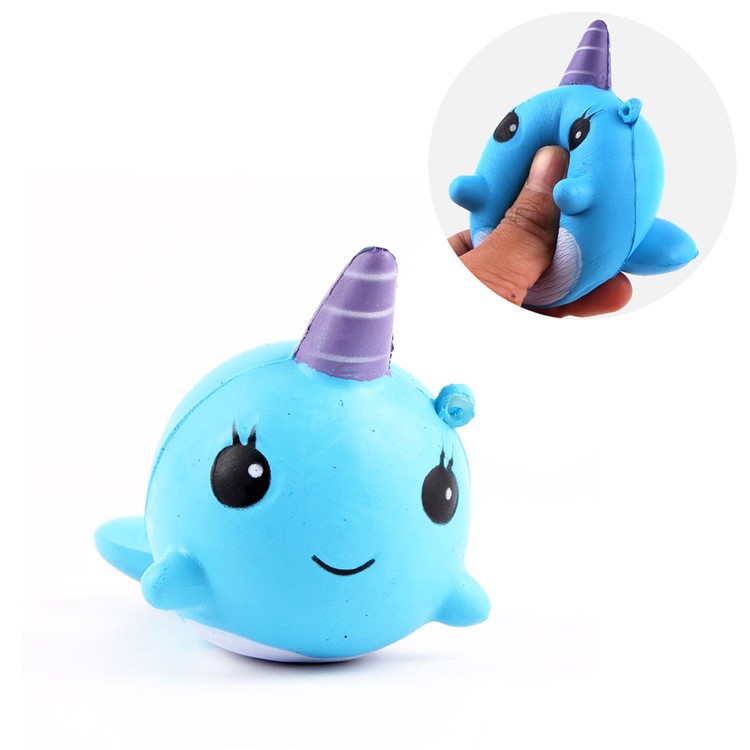 Whale Pattern Squishy Toy Hand Fidget Squishy Squeeze Toy Pressure Reduced Toy - Blue-1