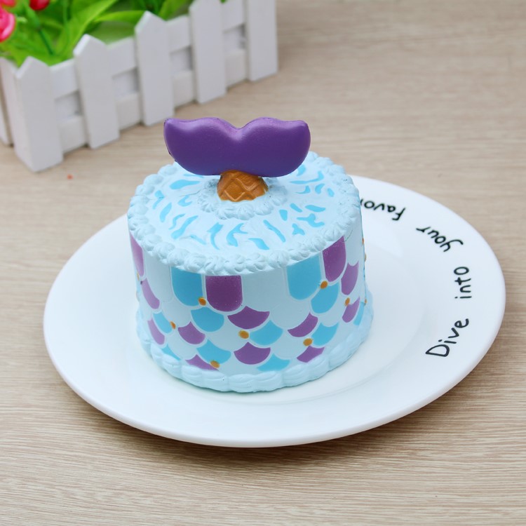 Lovely Cartoon Pattern PU Stress Relief Squeeze Toy Anti-Anxiety Squeeze Toy - Blue Mermaid-1