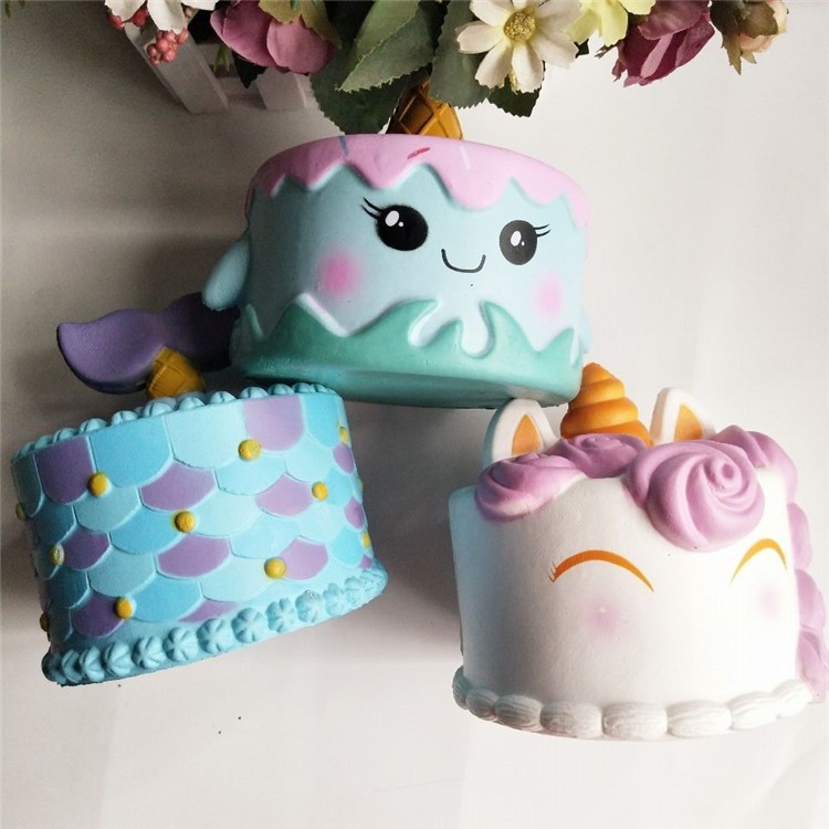 Lovely Cartoon Pattern PU Stress Relief Squeeze Toy Anti-Anxiety Squeeze Toy - Blue Mermaid-3