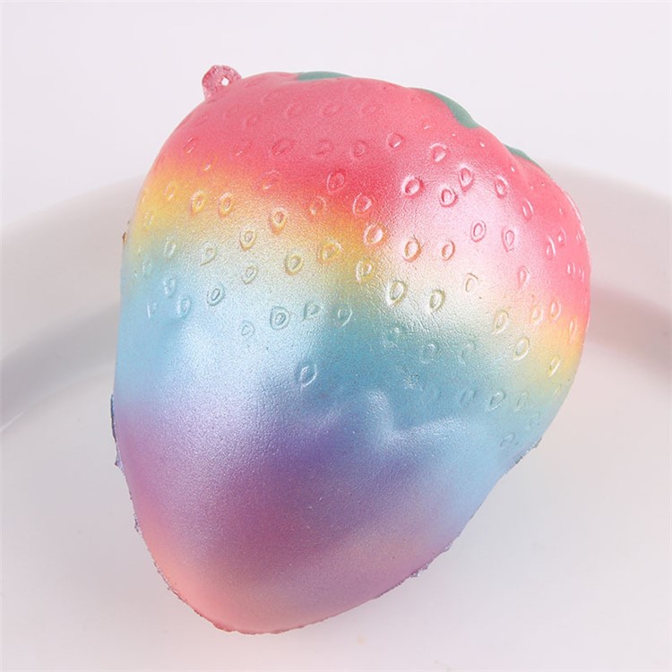 Rainbow Color Slow Rising Strawberry Toy Soft PU Hand Squishy Squeeze Toy-2