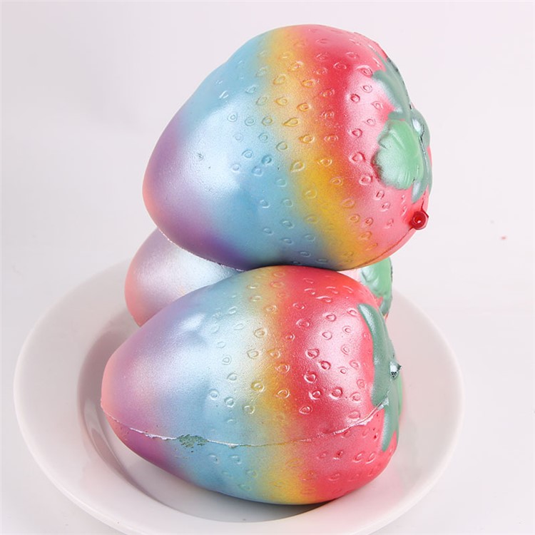 Rainbow Color Slow Rising Strawberry Toy Soft PU Hand Squishy Squeeze Toy-7
