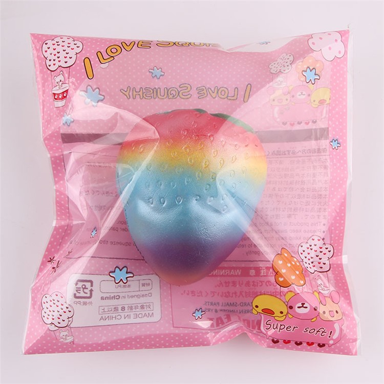 Rainbow Color Slow Rising Strawberry Toy Soft PU Hand Squishy Squeeze Toy-8