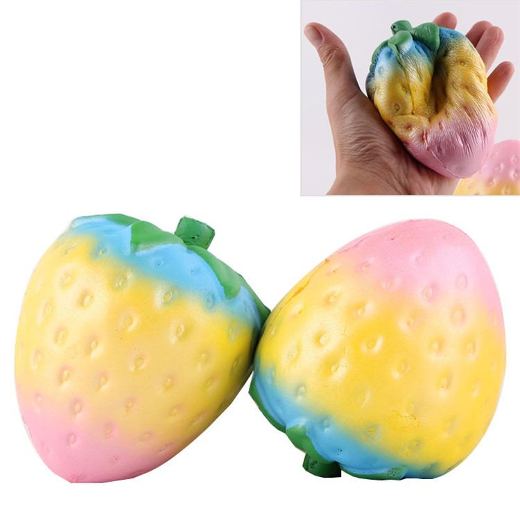 Vivid Scented Strawberry Toy Soft PU Hand Squishy Squeeze Toy - Multi-color-1
