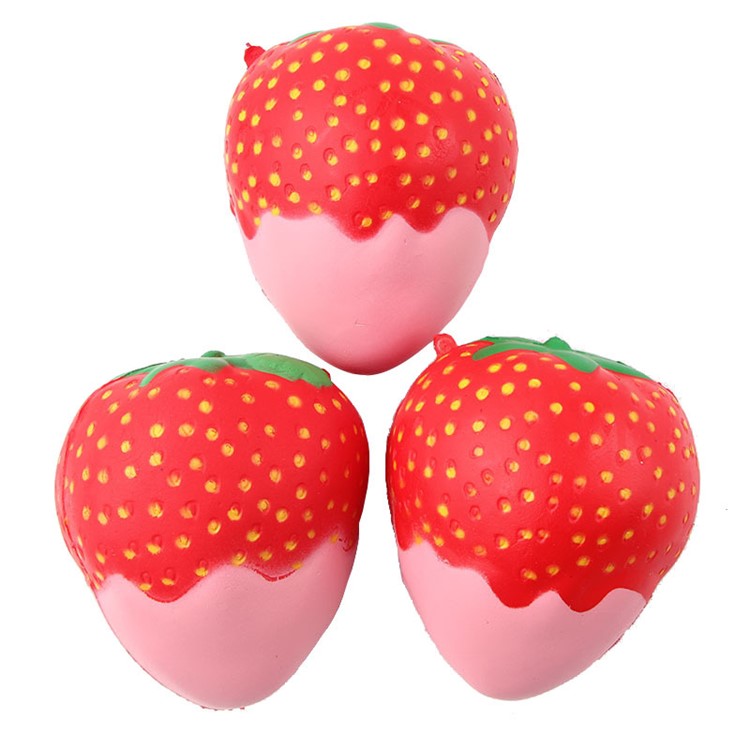 Cute Scented Strawberry Soft PU Hand Stress Relieve Squeeze Toy - Pink-4