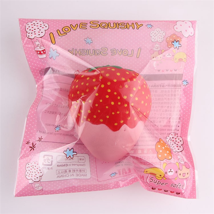 Cute Scented Strawberry Soft PU Hand Stress Relieve Squeeze Toy - Pink-5