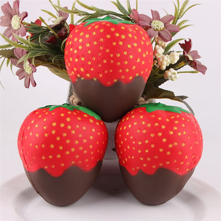 Funny Scented Strawberry Shape Slow Rising Toy PU Hand Squishy Squeeze Toy - Coffee-3