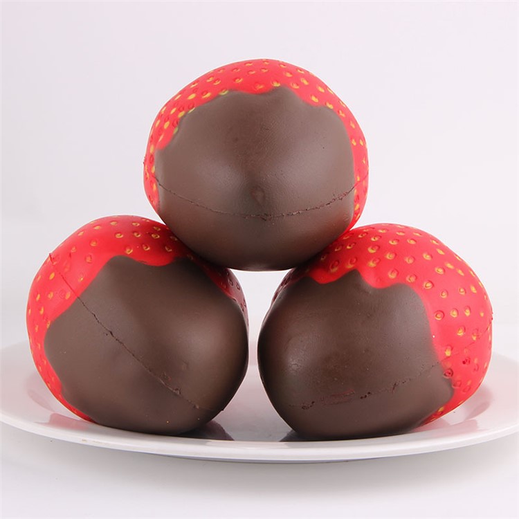 Funny Scented Strawberry Shape Slow Rising Toy PU Hand Squishy Squeeze Toy - Coffee-6