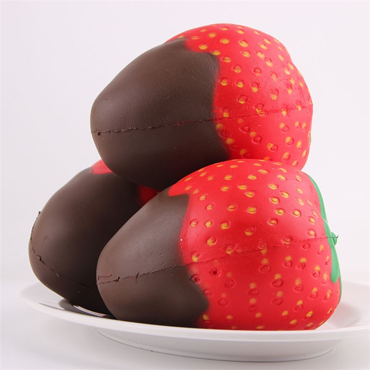 Funny Scented Strawberry Shape Slow Rising Toy PU Hand Squishy Squeeze Toy - Coffee-7