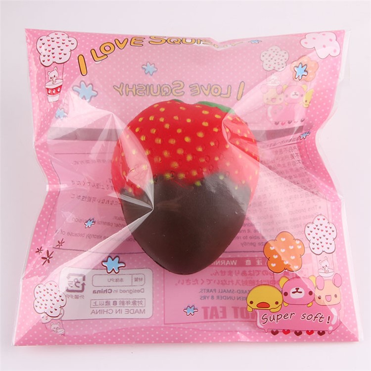 Funny Scented Strawberry Shape Slow Rising Toy PU Hand Squishy Squeeze Toy - Coffee-8