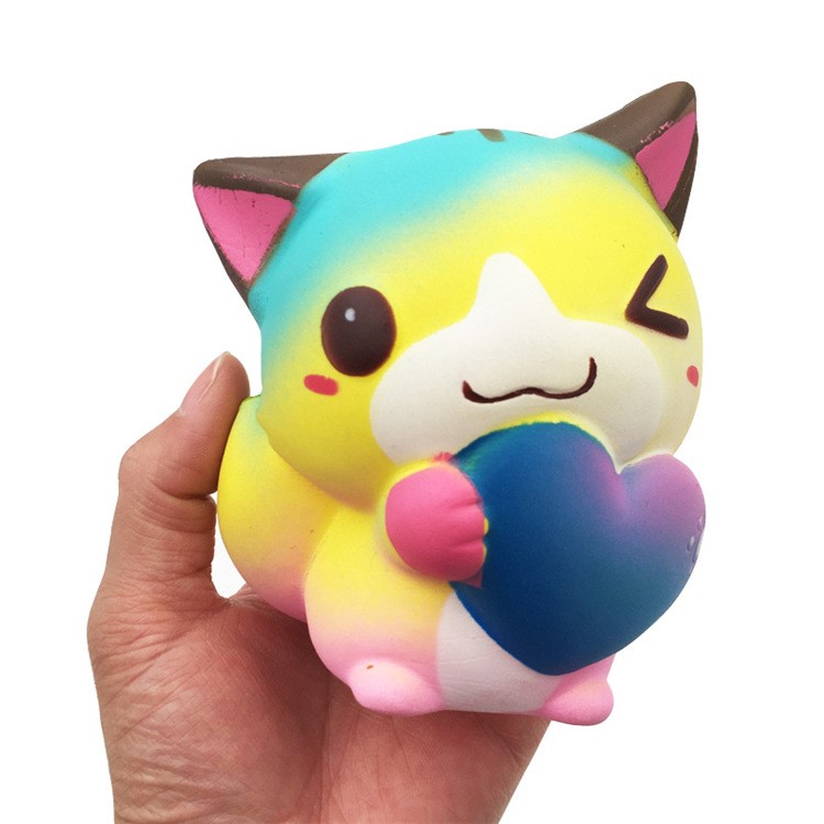 Lovely Cat Holding Heart Soft PU Slow Rising Hand Squishy Toy Gift-1