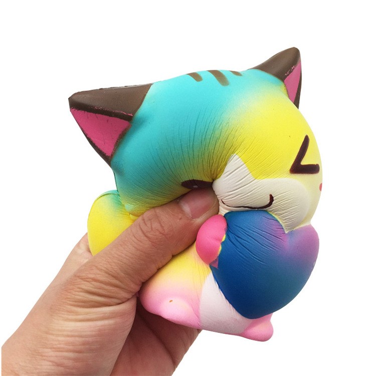 Lovely Cat Holding Heart Soft PU Slow Rising Hand Squishy Toy Gift-2