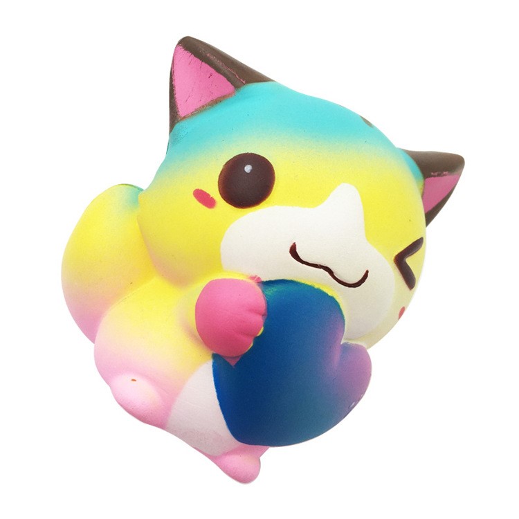 Lovely Cat Holding Heart Soft PU Slow Rising Hand Squishy Toy Gift-3