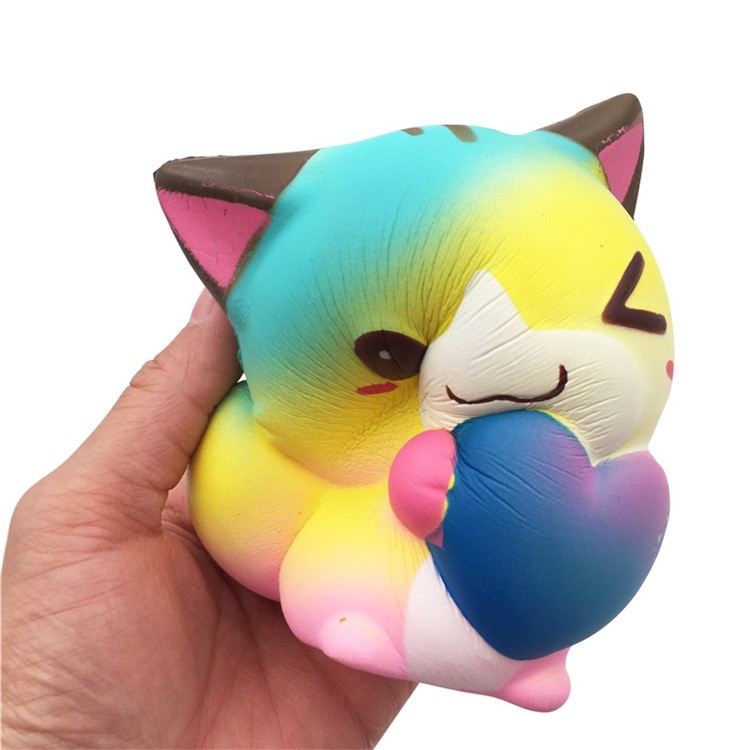 Lovely Cat Holding Heart Soft PU Slow Rising Hand Squishy Toy Gift-4