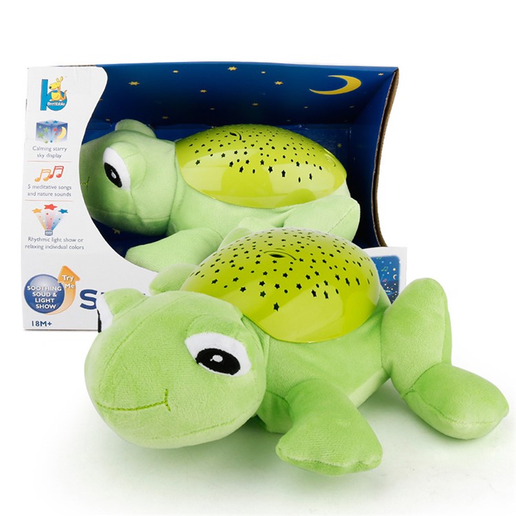 Animal Shapes Light Music Projection Baby Sleeping Toys Calm Doll 0-36 Months - Green