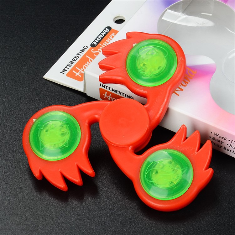 Whirlwind Tri-spinner Fidget Toy with LED Light Relieve Anxiety and Boredom - Orange-1