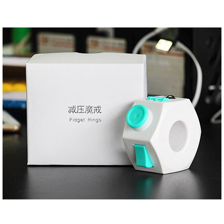 Creative Magic Fidget Ring Stress Reducer Hand Spinner Fidget Finger Toy - Cyan-6
