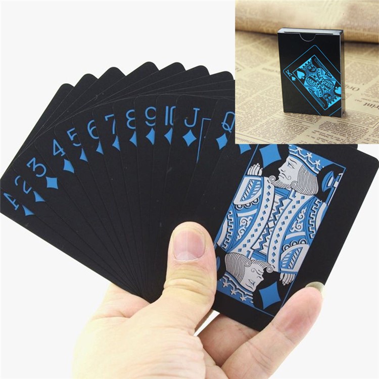 54Pcs Black Plastic PVC Poker Waterproof Playing Cards - Black-11