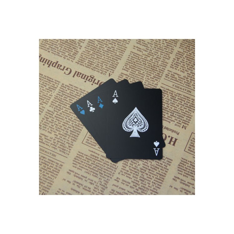 54Pcs Black Plastic PVC Poker Waterproof Playing Cards - Black-18