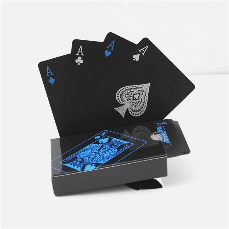54Pcs Black Plastic PVC Poker Waterproof Playing Cards - Black-19