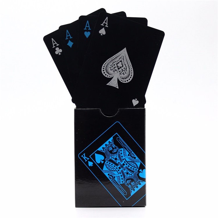 54Pcs Black Plastic PVC Poker Waterproof Playing Cards - Black-2