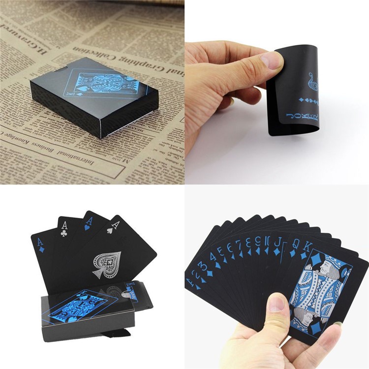54Pcs Black Plastic PVC Poker Waterproof Playing Cards - Black-20