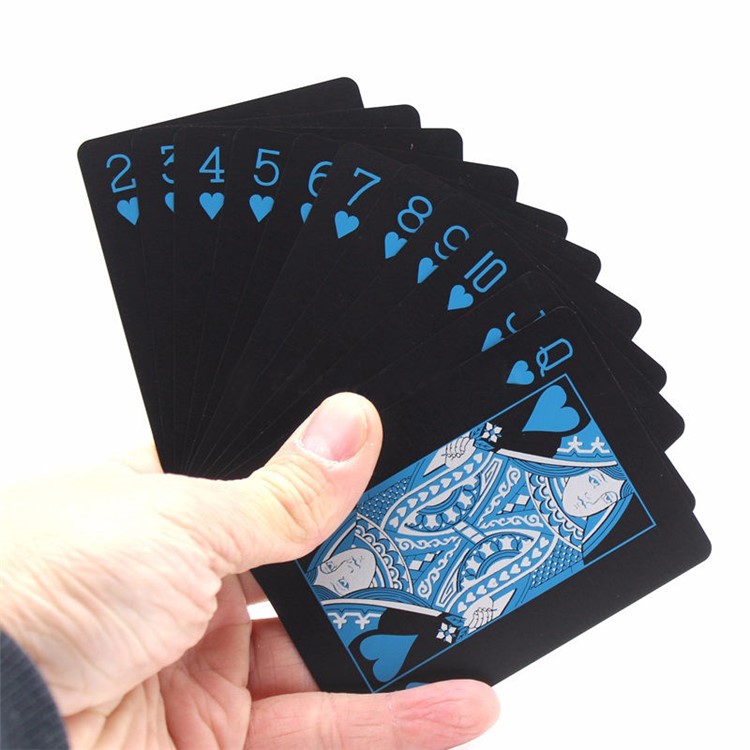 54Pcs Black Plastic PVC Poker Waterproof Playing Cards - Black-21