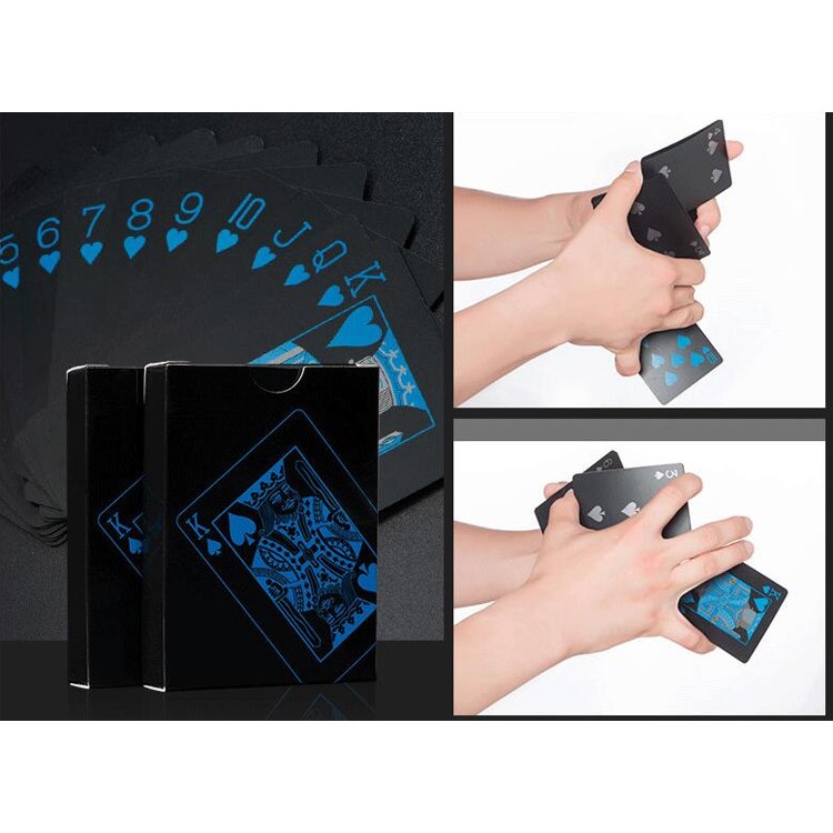 54Pcs Black Plastic PVC Poker Waterproof Playing Cards - Black-24