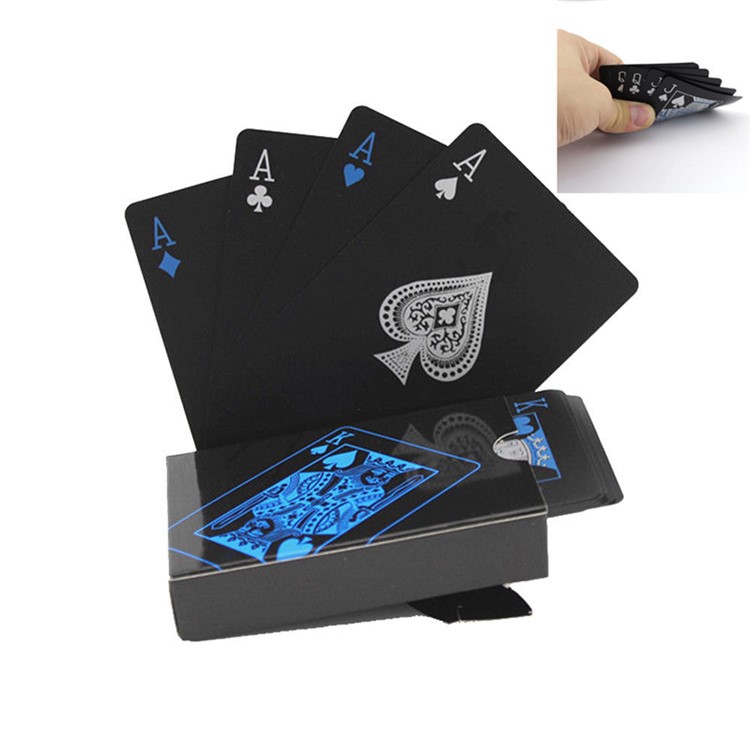 54Pcs Black Plastic PVC Poker Waterproof Playing Cards - Black-6