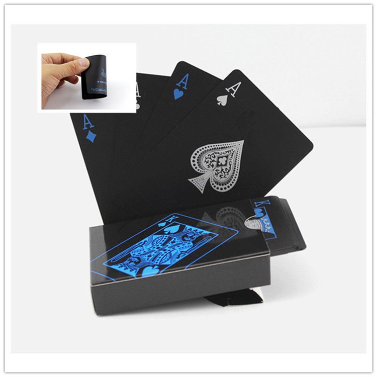 54Pcs Black Plastic PVC Poker Waterproof Playing Cards - Black-9