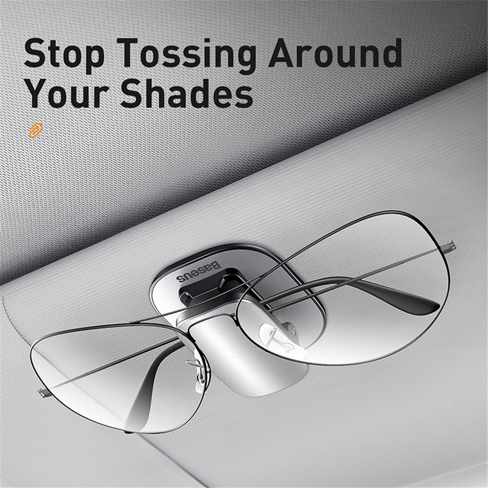 BASEUS Quality Vehicle Eyewear Clip Adhesive Eyeglasses Holder - Silver-2