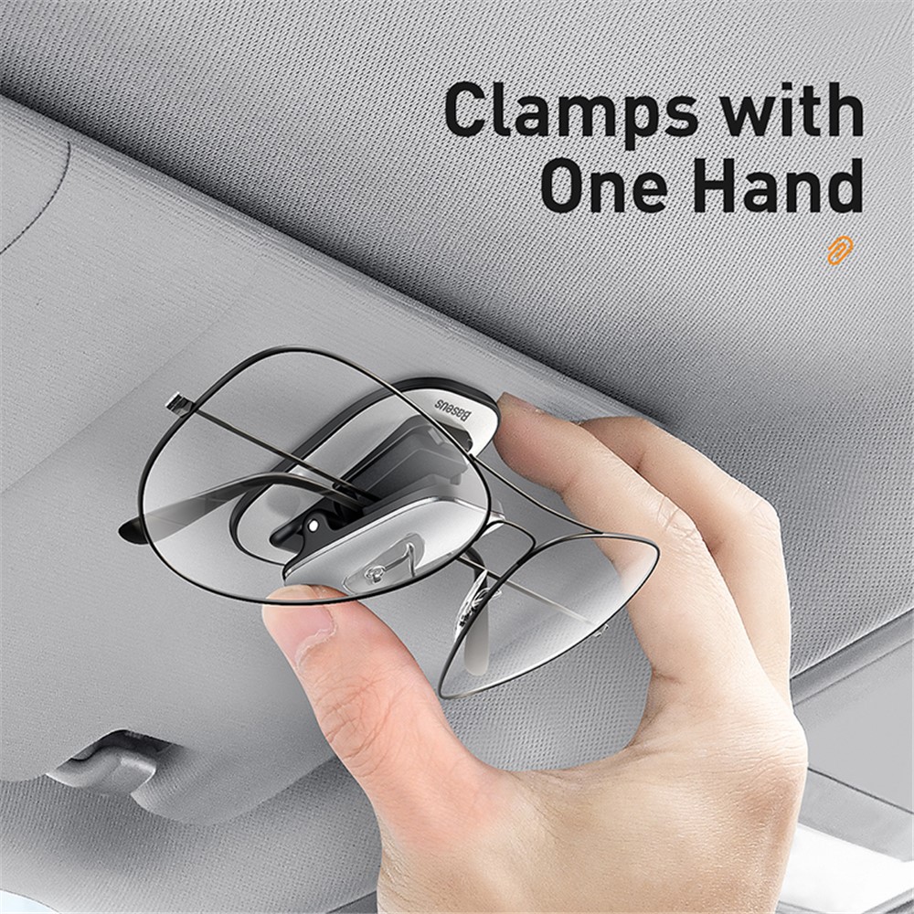 BASEUS Quality Vehicle Eyewear Clip Adhesive Eyeglasses Holder - Silver-3
