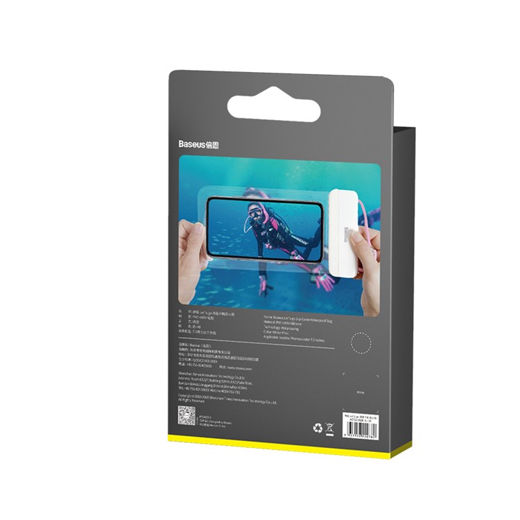 BASEUS Let's Go Slip Cover Waterproof Bag for under 7.2 inch Phones - White / Pink-13