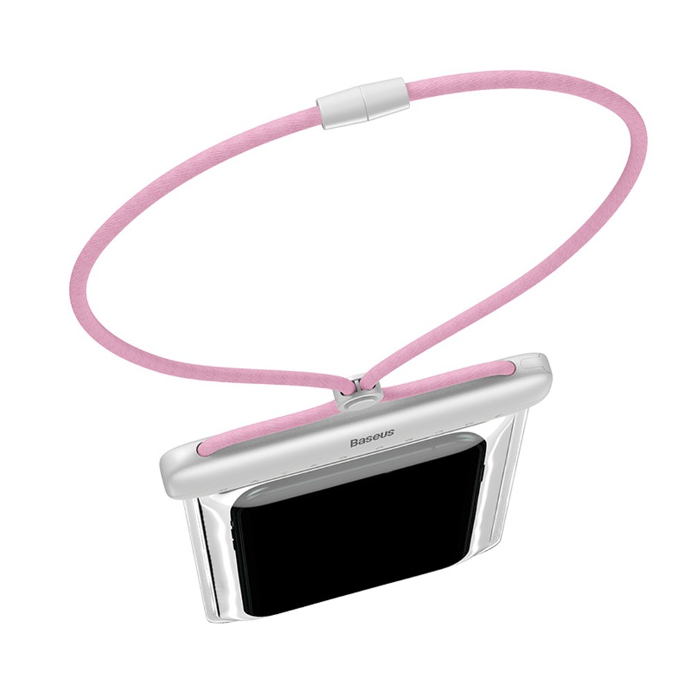BASEUS Let's Go Slip Cover Waterproof Bag for under 7.2 inch Phones - White / Pink-3