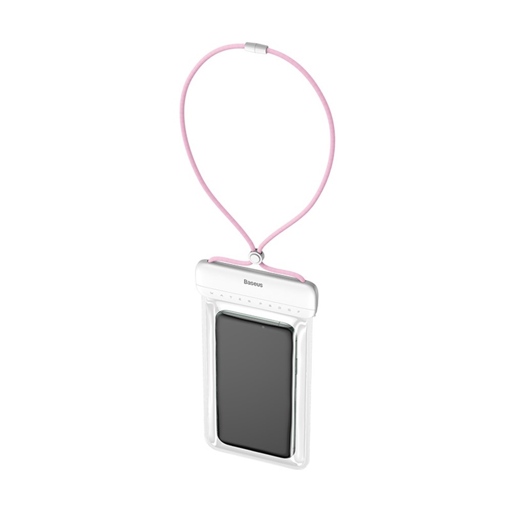 BASEUS Let's Go Slip Cover Waterproof Bag for under 7.2 inch Phones - White / Pink-4