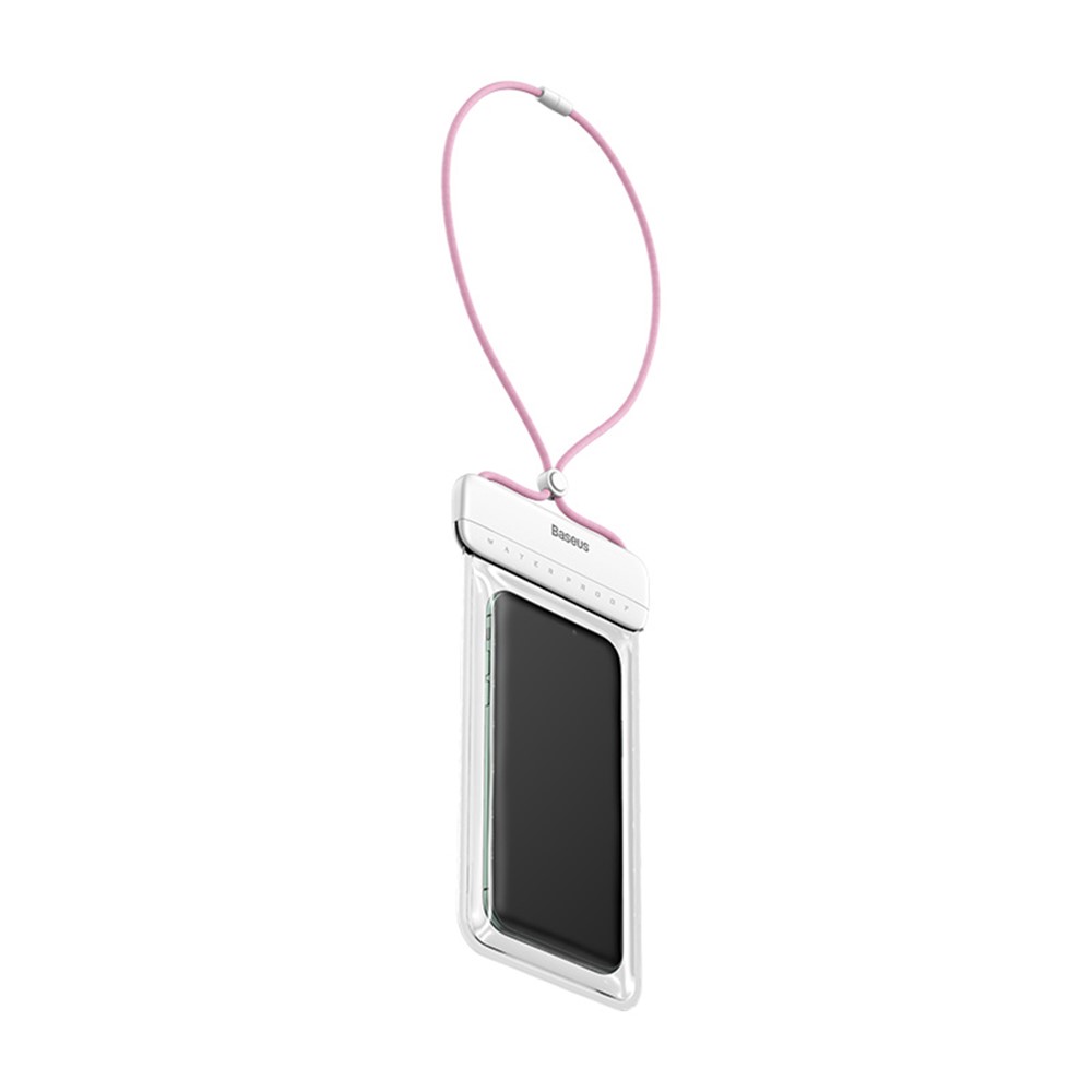 BASEUS Let's Go Slip Cover Waterproof Bag for under 7.2 inch Phones - White / Pink-5