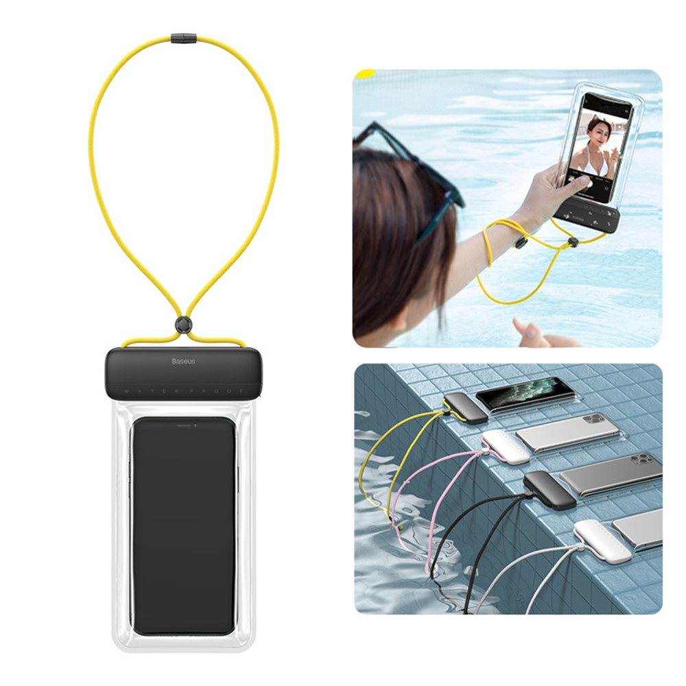BASEUS Let's Go Slip Cover Waterproof Bag for under 7.2 inch Phones - Grey / Yellow-1