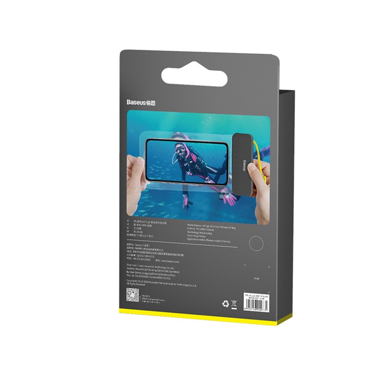 BASEUS Let's Go Slip Cover Waterproof Bag for under 7.2 inch Phones - Grey / Yellow-13