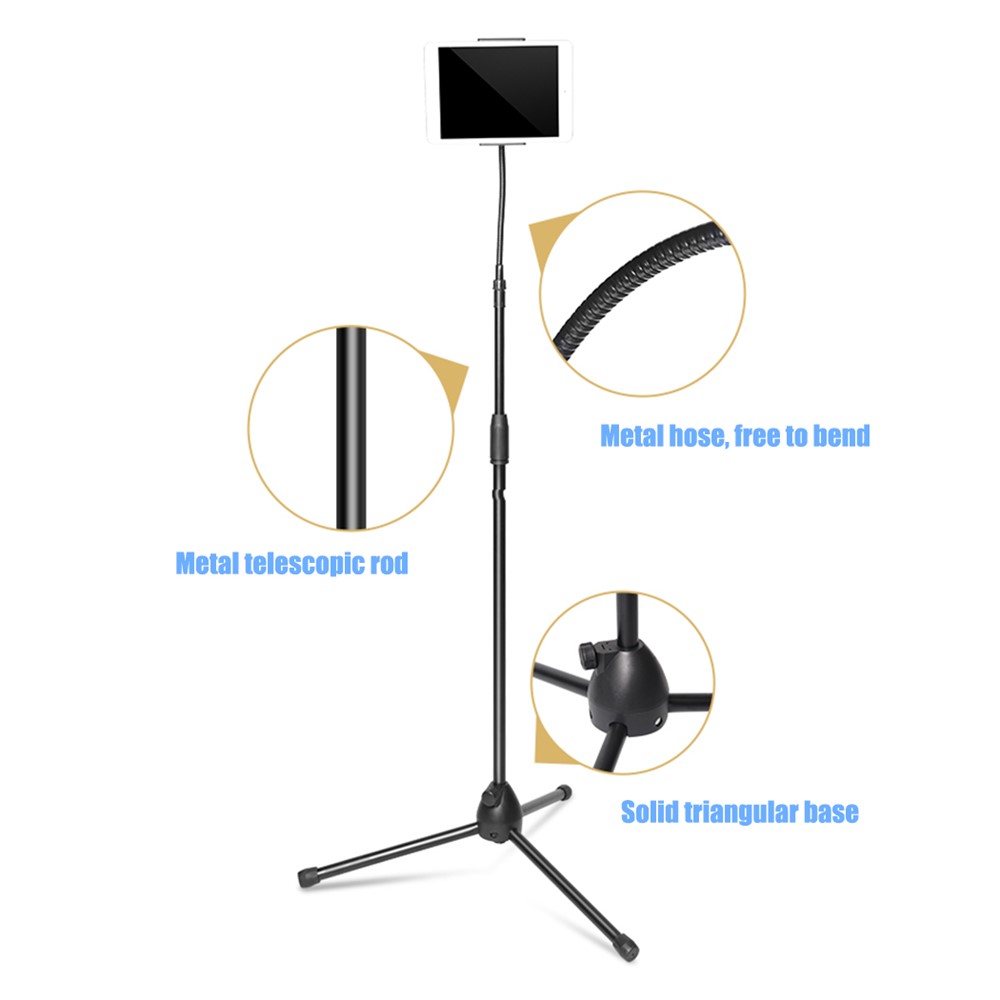 GF160 Mobile Phone Live Holder Tripod Floor Mount Stand for 3.5-10 inches Smartphone/Tablet/iPad-7