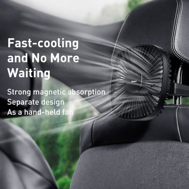 BASEUS Natural Wind Magnetic Rear Seat Fan Two Wind Speed Adjustable - Black-3