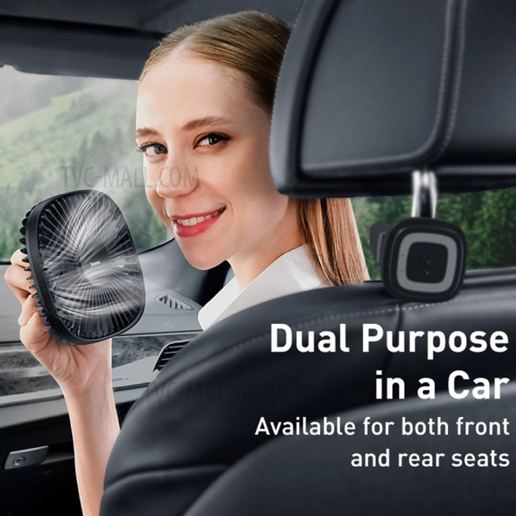 BASEUS Natural Wind Magnetic Rear Seat Fan Two Wind Speed Adjustable - Black-4