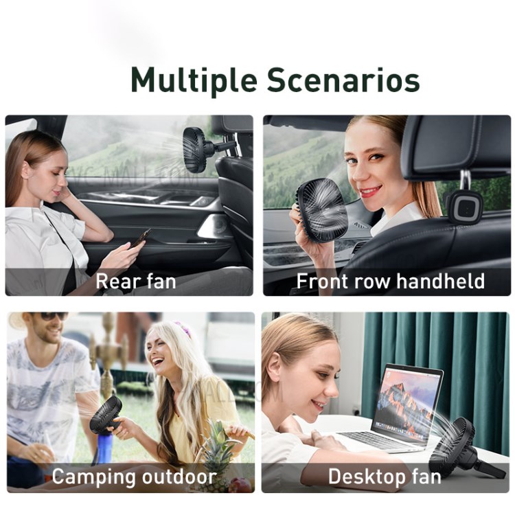 BASEUS Natural Wind Magnetic Rear Seat Fan Two Wind Speed Adjustable - Black-7