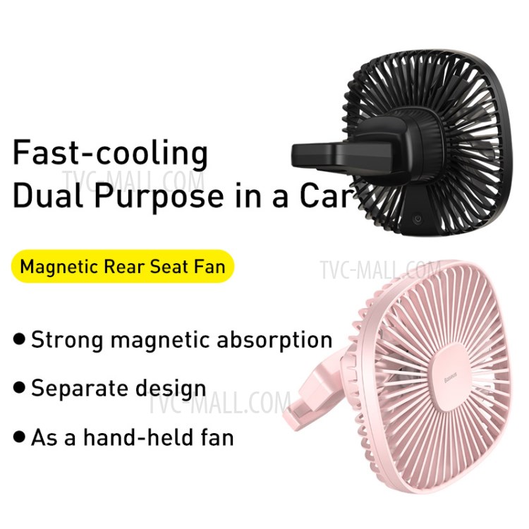 BASEUS Natural Wind Magnetic Rear Seat Fan Two Wind Speed Adjustable - Pink-2