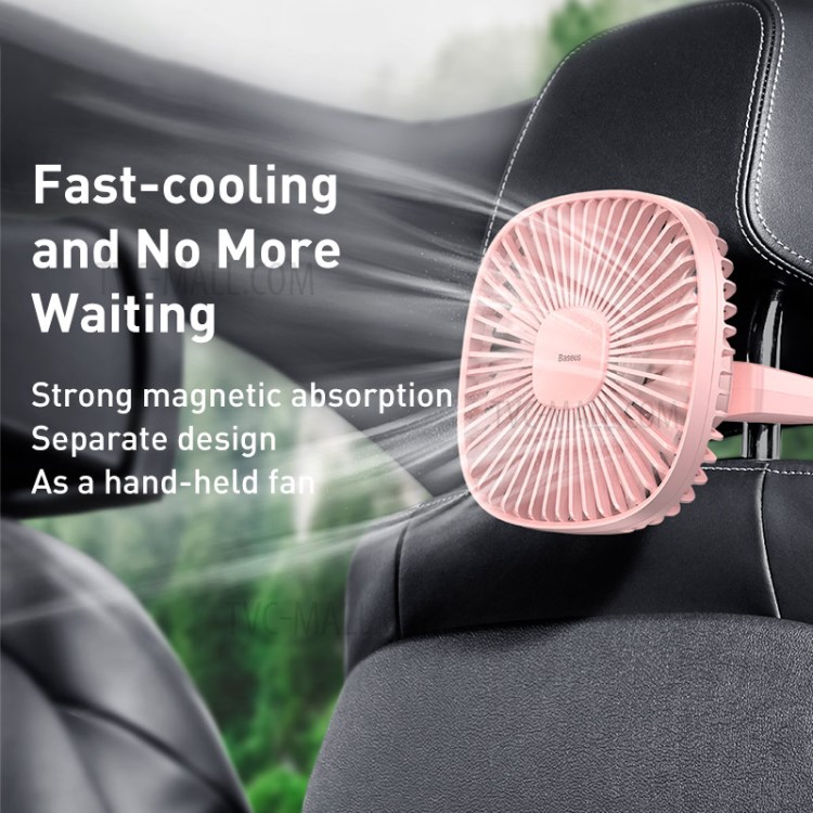 BASEUS Natural Wind Magnetic Rear Seat Fan Two Wind Speed Adjustable - Pink-3