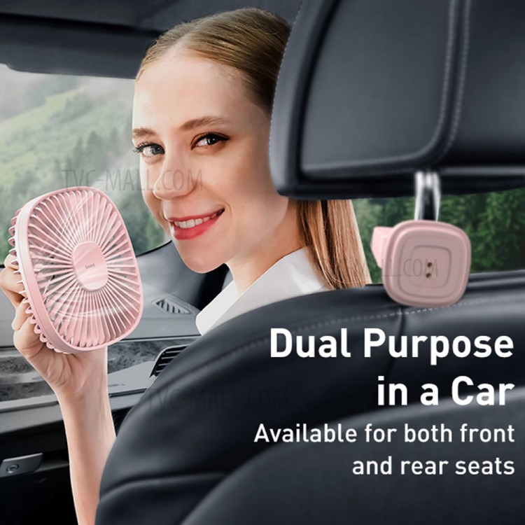BASEUS Natural Wind Magnetic Rear Seat Fan Two Wind Speed Adjustable - Pink-4