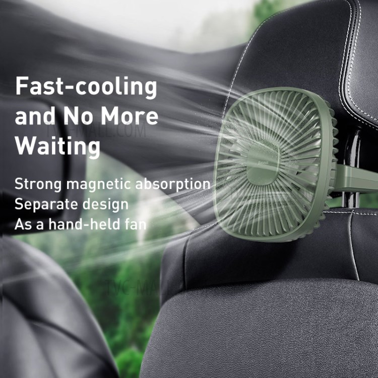 BASEUS Natural Wind Magnetic Rear Seat Fan Two Wind Speed Adjustable - Green-3