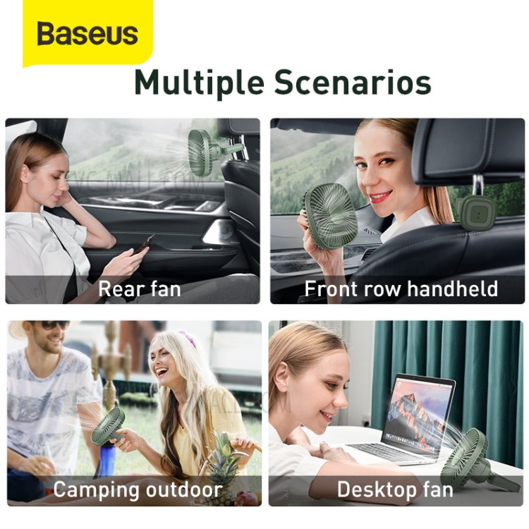 BASEUS Natural Wind Magnetic Rear Seat Fan Two Wind Speed Adjustable - Green-7