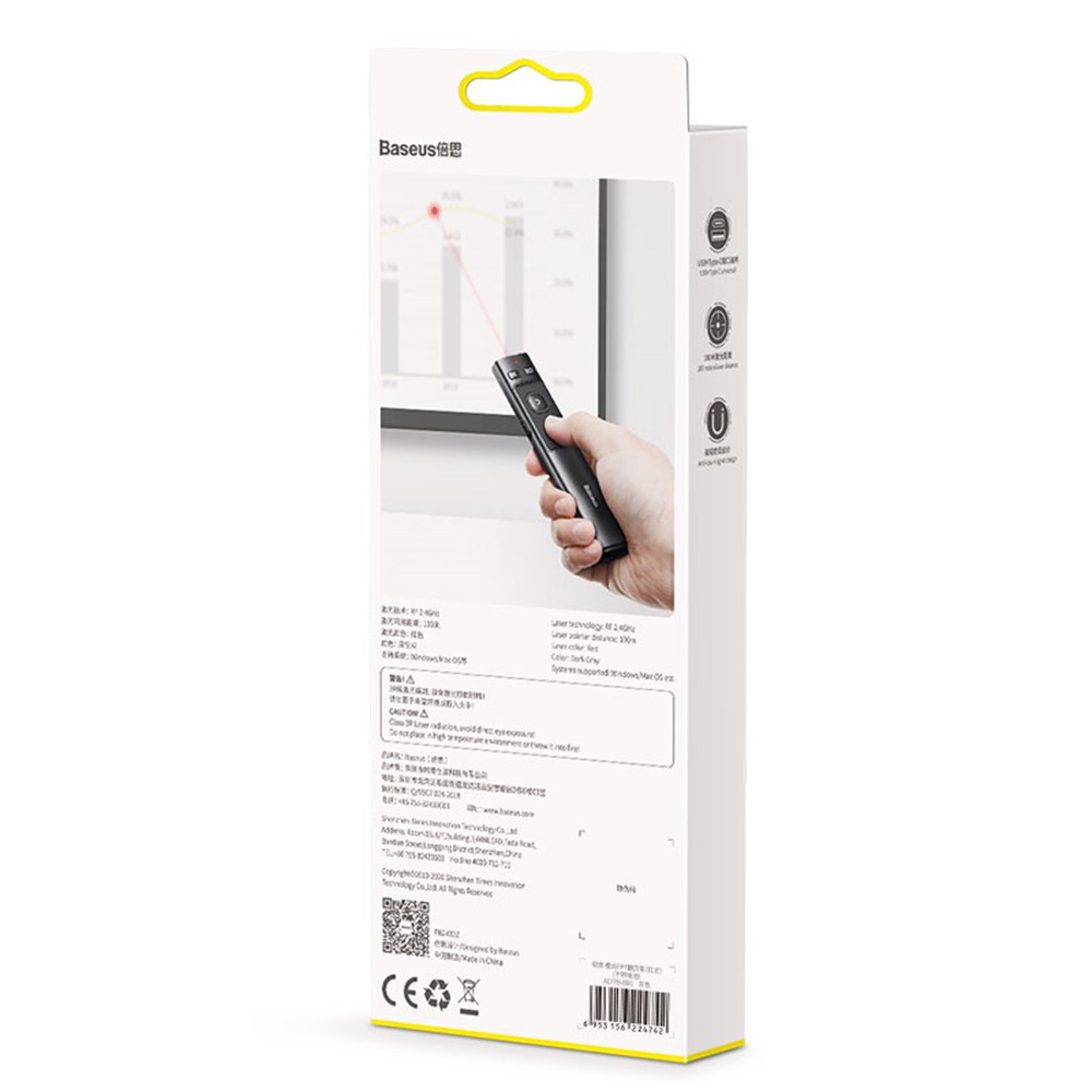 BASEUS Orange Dot Wireless Presenter (Red Laser) PPT Flip Pen (Without Battery)-14