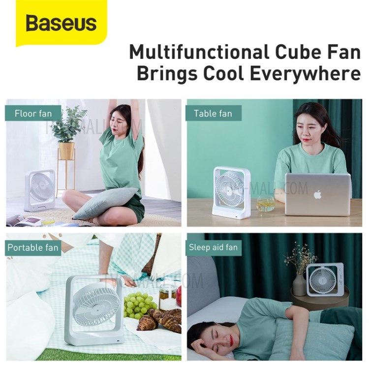 BASEUS 5400mAh Cube Shaking Fan EU Plug Cooler - White-6