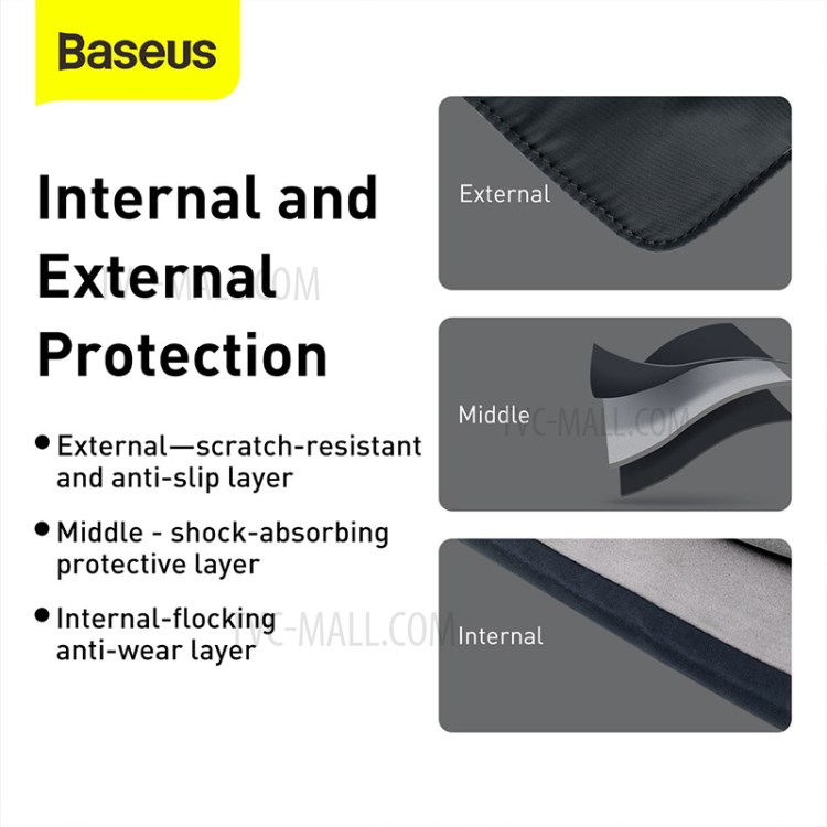 BASEUS Bases Imperméable Série Manches Sac D'ordinateur Portable Résistant Aux Rayures Pour 16 Pouces Portable Compurter - Gris Foncé-8