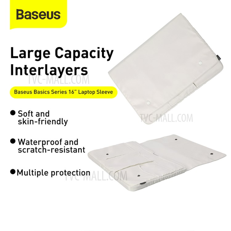 BASEUS Basics Series Waterproof Scratch-resistant Laptop Bag Sleeve for 16-inch Notebook Compurter - White-4